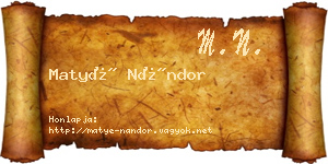 Matyé Nándor névjegykártya
