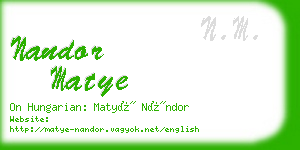 nandor matye business card
